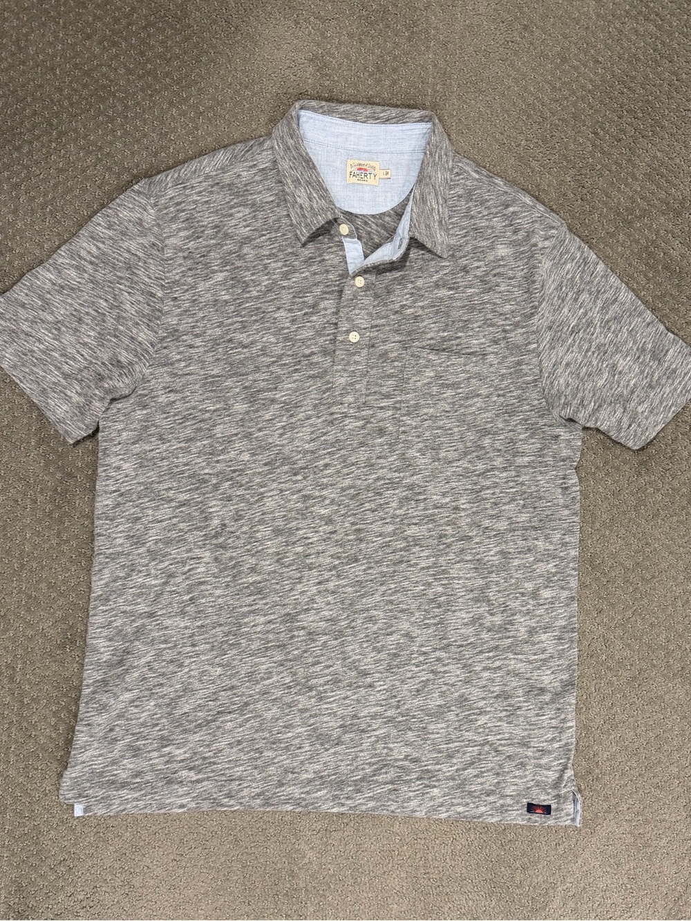 Faherty Men's Heather Gray Short-Sleeve Polo Shirt